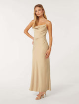 Mia Boat Neck Satin Maxi Dress Forever New