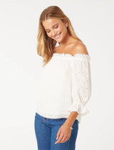 Enid Embroidered Bardot Top Forever New