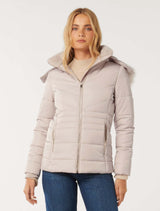 Mimi Short Puffa Jacket Cream Forever New