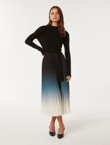 Harmony Ombre Pleat Midi Dress Black Ombre Forever New