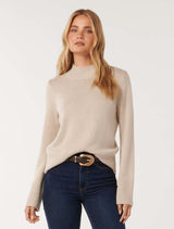 Poppy Stand Neck Jumper Oatmeal Forever New