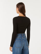 Meghan Rib Crew Neck Top Forever New