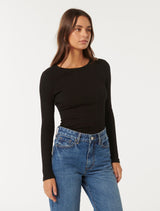 Meghan Rib Crew Neck Top Forever New