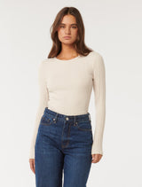 Meghan Rib Crew Neck Top Chai Forever New