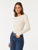Meghan Rib Crew Neck Top Forever New