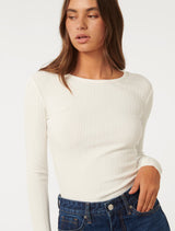 Meghan Rib Crew Neck Top Forever New