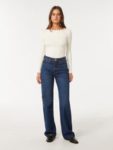 Meghan Rib Crew Neck Top Forever New