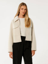 Ellie Textured Jacket Biscuit Forever New