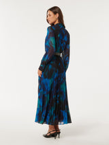 Skyla Pleated Long Sleeve Midi Dress Forever New