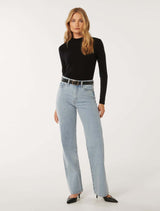 Winona Rib Long Sleeve Top Forever New