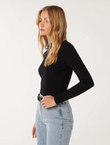 Winona Rib Long Sleeve Top Forever New