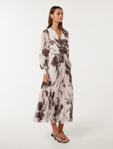 Saskia Pleat Wrap Midi Dress Forever New