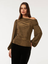 Cynthia Tipped Shoulder Top Bronze Forever New