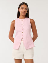 Clementine Soft Vest Pink Sorbet Forever New
