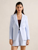 Chloe Double Breasted Blazer Cloud Blue Suit Forever New