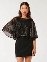 Serena Sequin Cape 0 Black Forever New