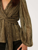 Cassidy Metallic Plisse Top Forever New