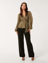 Cassidy Metallic Plisse Top Forever New