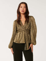 Cassidy Metallic Plisse Top Forever New