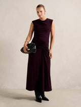 Carrie Draped Bodycon Midi Dress Plum Forever New