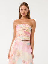 Laia Tucked Strapless Top