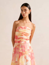 Laia Tucked Strapless Top Sunset Vida Co-Ord Forever New
