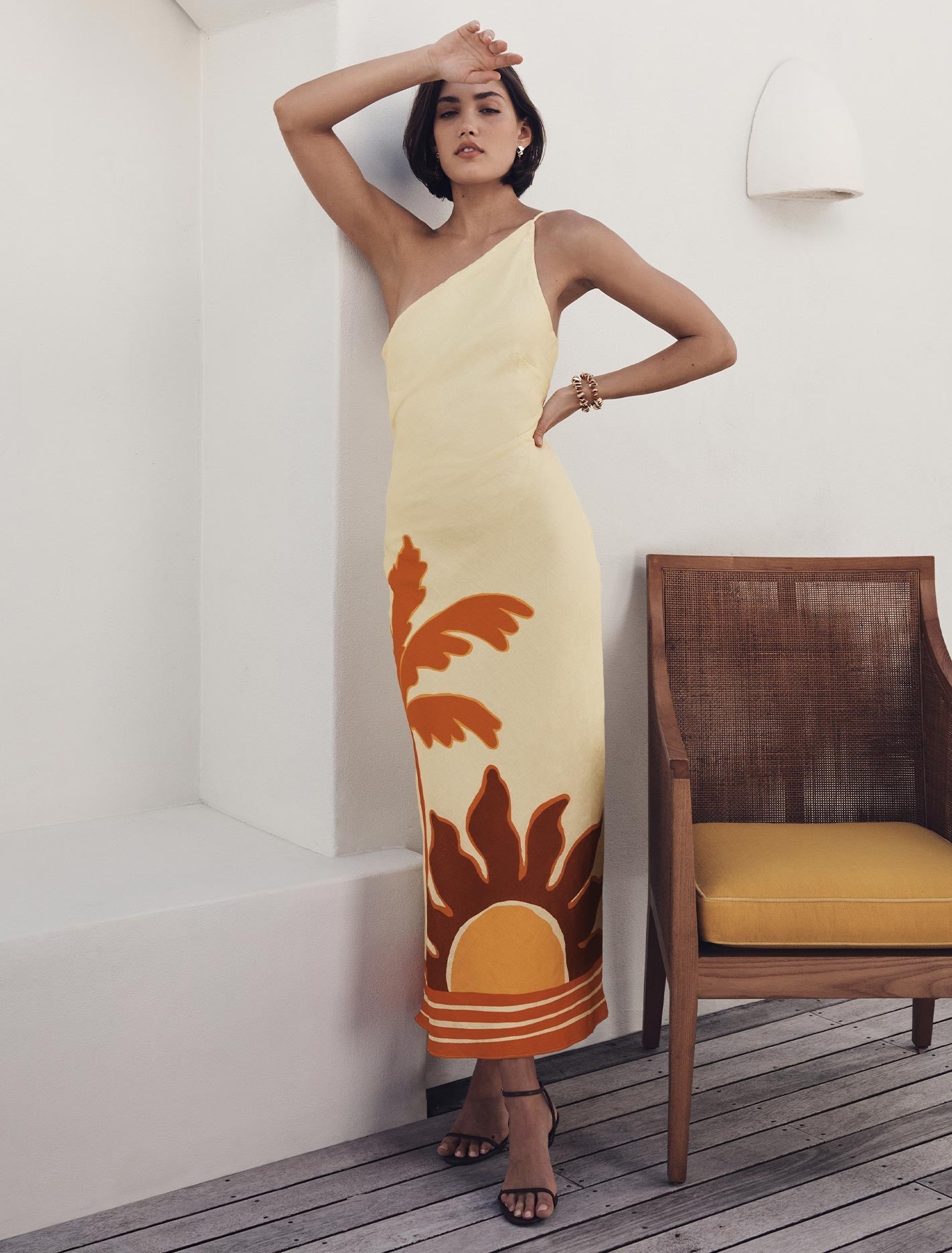 Women's Carmen One-Shoulder Linen Midi Dress main image 0