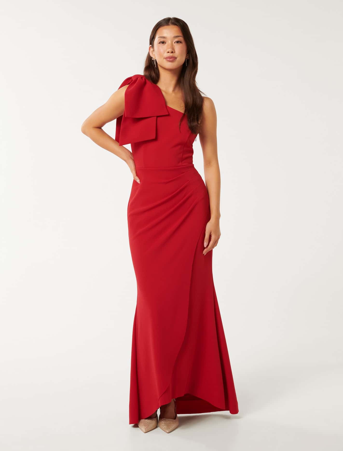 Lisa One Shoulder Bow Dress Salsa | Forever New