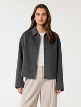 Eden Zip Through Felled Jacket Charcoal Forever New