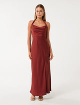 Alice Halter Satin Maxi Dress Shiraz Forever New