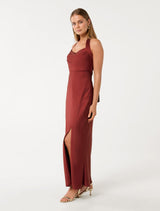 Alice Halter Satin Maxi Dress Forever New