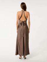 Audrey Satin Backless Maxi Dress Forever New