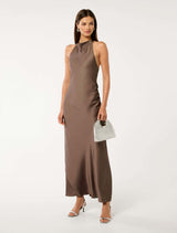 Audrey Satin Backless Maxi Dress Forever New