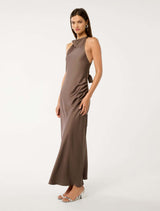 Audrey Satin Backless Maxi Dress Forever New