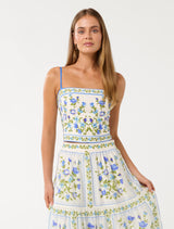 Francine Printed Crop Top Bellview Floral Co-ord Forever New