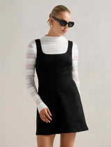 Gracie Suede 2 in 1 Mini Dress Black Forever New