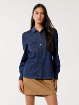 Elizabeth Denim Shirt Dark Wash Forever New