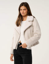 Penny Faux Fur Aviator Jacket Forever New