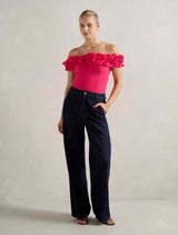 Stephanie Ruffle Crepe Bustier Top Forever New
