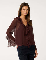 Alix Sheer Ruffle Blouse Forever New