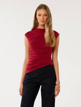 Tilda Ruched Shoulder Top Winery Forever New