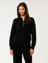 Lya Lounge Satin Trim Jumper Black Forever New