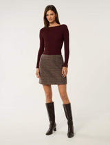 Jade Check Mini Skirt Forever New