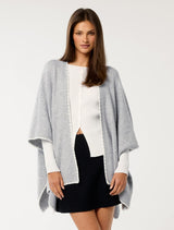 Sara Stitch Detail Cape 0 Grey White Forever New