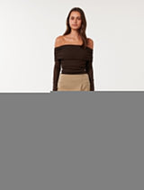 Kaia Ruched Mesh Bardot Top Forever New