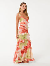 Isla Ruffle Asym Maxi Dress Forever New