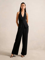 Riva Hook And Eye Halter Jumpsuit Black Forever New