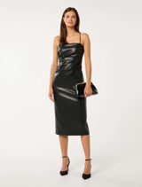 Lani PU Midi Dress Black Forever New