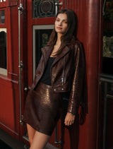 Aurelia Vegan Croc Leather Mini Skirt Forever New