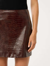 Aurelia Vegan Croc Leather Mini Skirt Forever New
